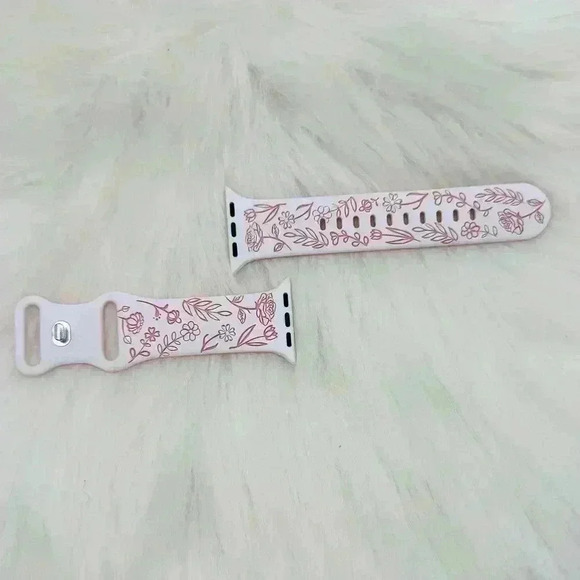 New Floral Design Apple Watch Bands  38mm 40mm 41mm in Pink White - Picture 2 of 5